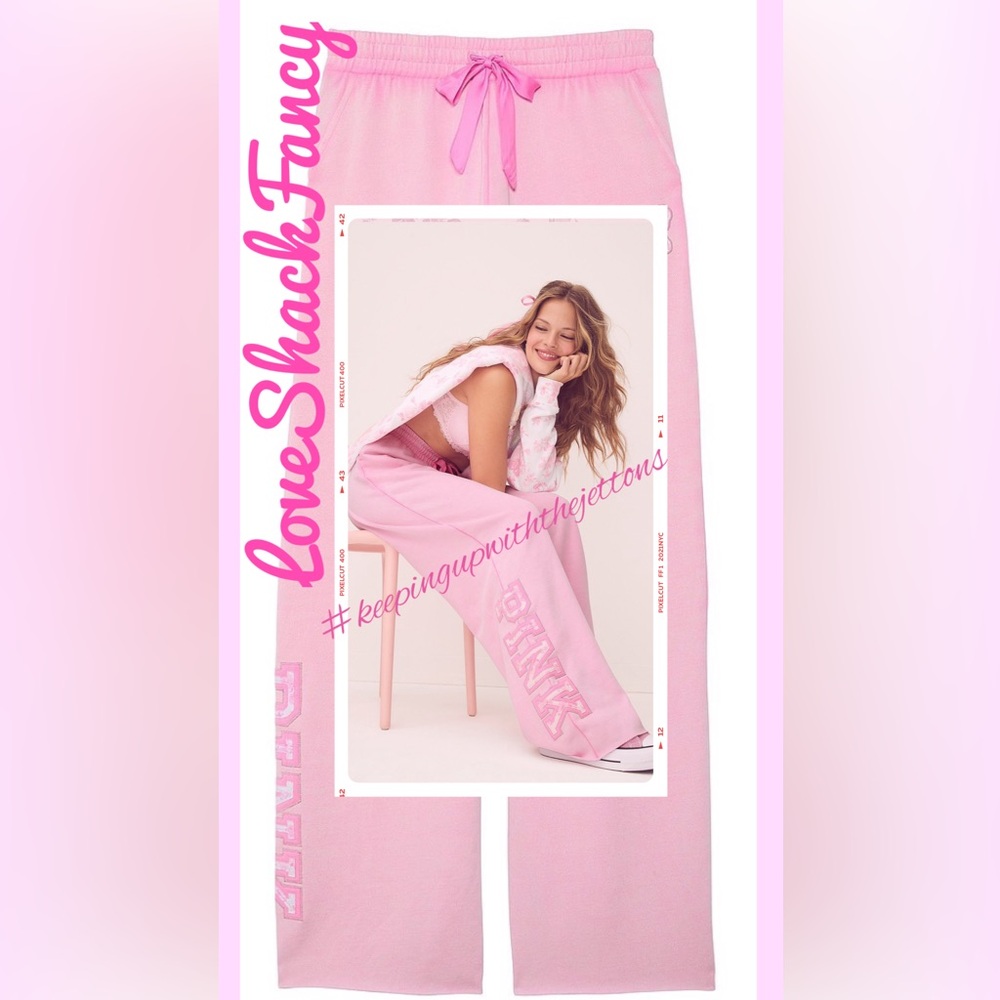 NWT PINK x LoveShackFancy PINK LOLLIPOP Sweatpants Size SMALL - Regular Length.